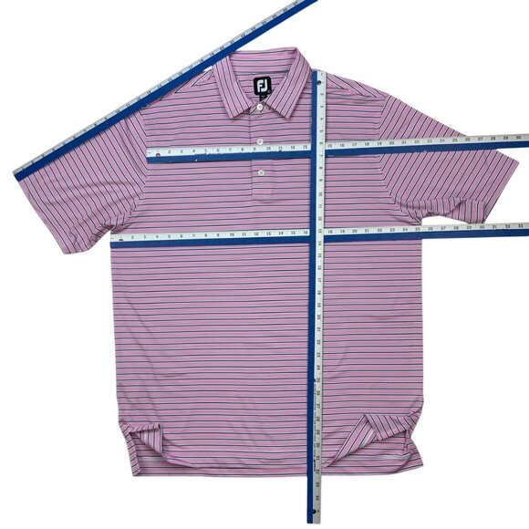 FootJoy FJ Lisle Multi Stripe Self Collar Golf Polo XL Pink Short Sleeve Golfer - Picture 4 of 11